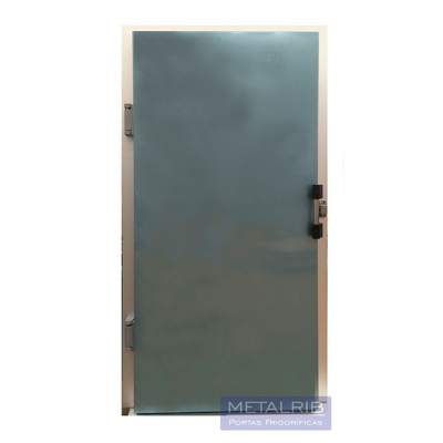 Porta Giratória em Inox para Câmara Fria de Congelados com Puxador Inox